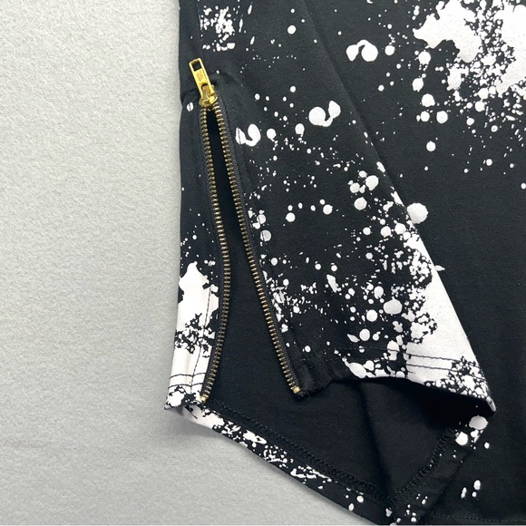 SCREENSHOT Womens Top Shirt XL X-Large Black Gold White Splatter Short Sleeve - Picture 10 of 11